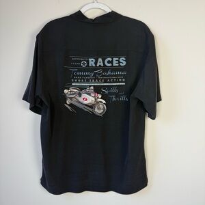 Tommy Bahama Silk Car Race Embroidered Graphic Button Down Shirt